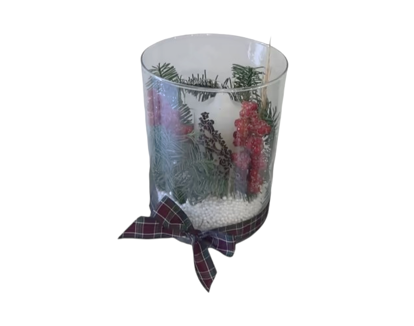 Χριστουγεννιάτικη σύνθεση σε γυάλινο βάζο