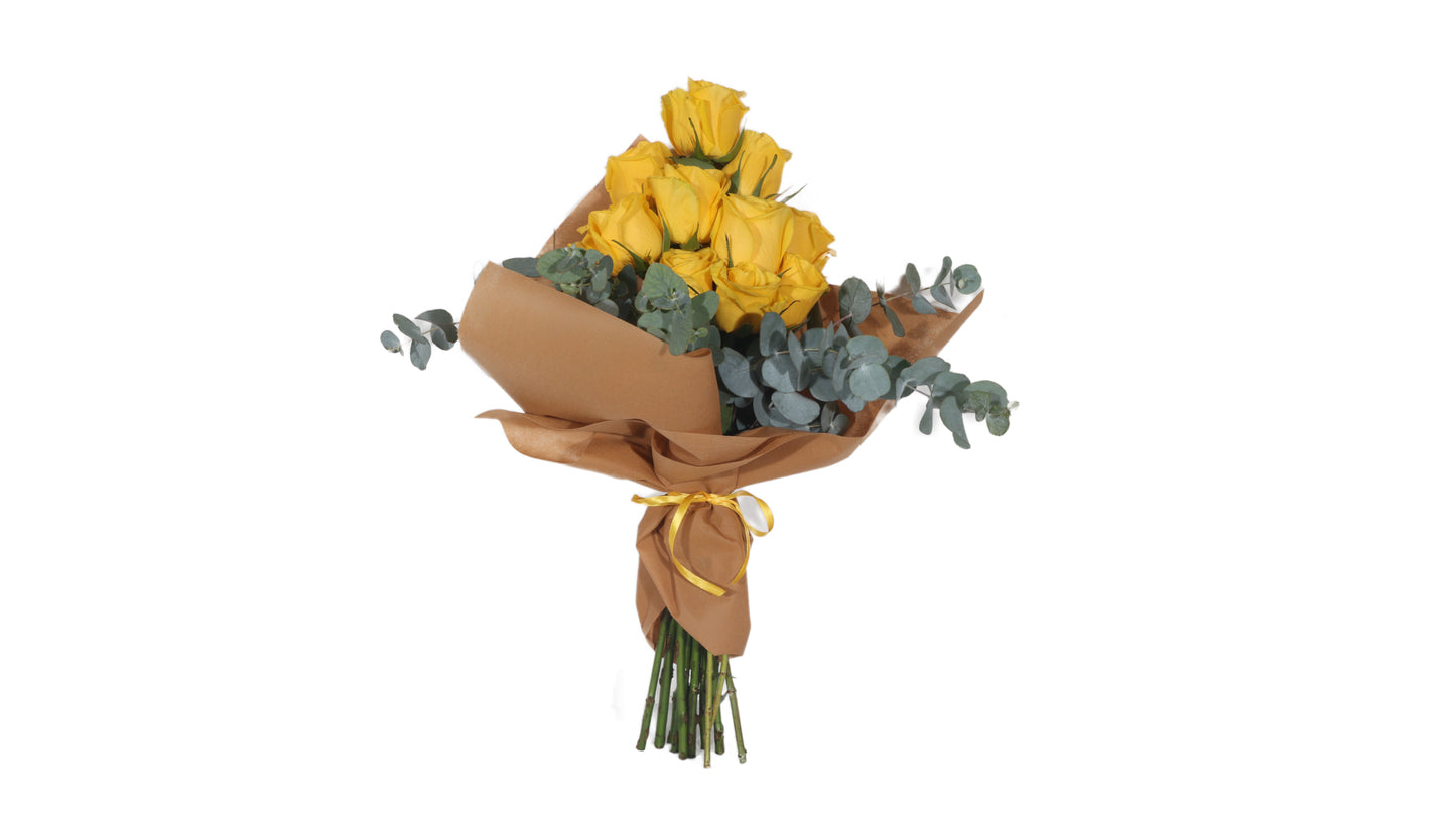 Bouquet Of Yellow Fresh Roses Pyramid - BG Flowers
