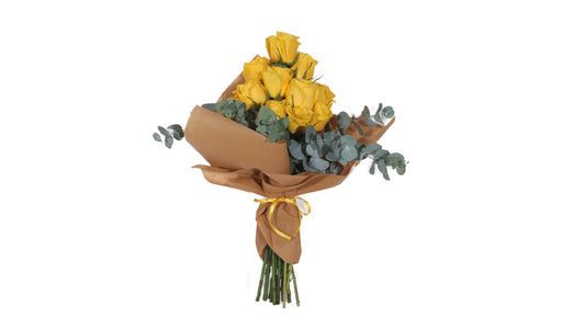 Bouquet Of Yellow Fresh Roses Pyramid - BG Flowers