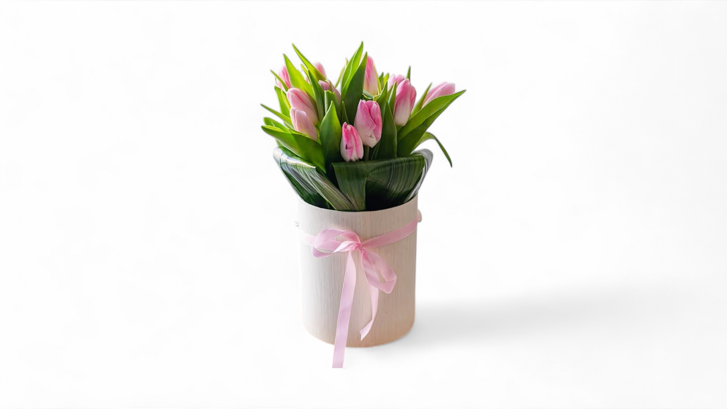 Pink Tulips in a Box - BG Flowers