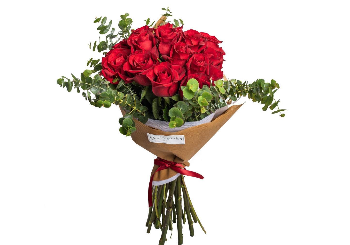Bouquet Of Red Fresh Roses Round - BG Flowers