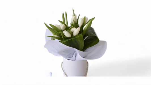 White Tulips in a Box - BG Flowers