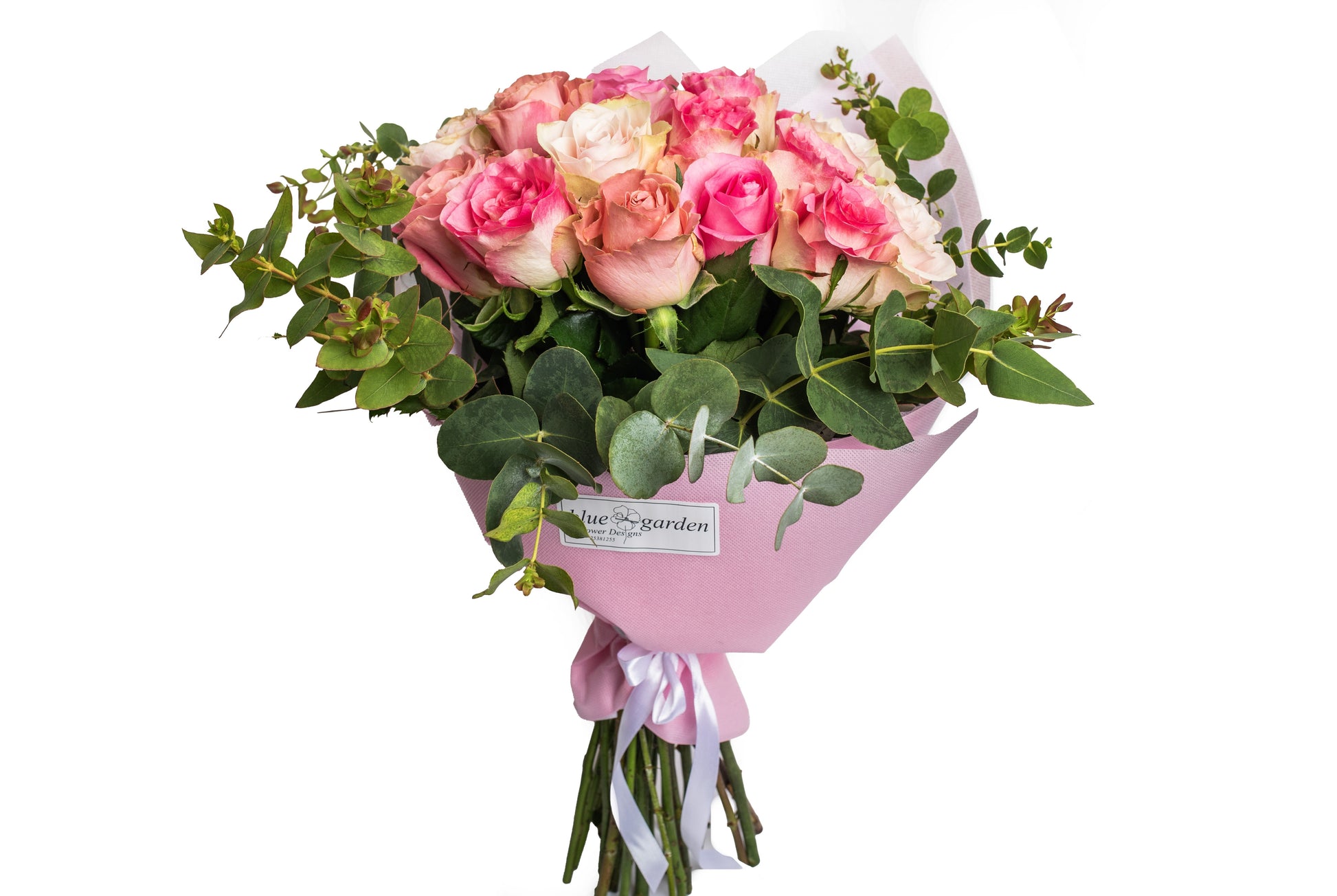 Bouquet Of Roses Pink Shades Round - BG Flowers