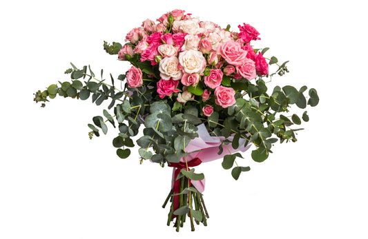 Bouquet with Mini Pink-Toned Roses - BG Flowers