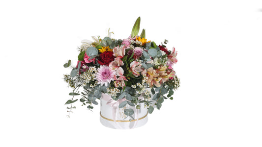 Arrangement With Seasonal Flowers Various Color In Box No.2 - BG Flowers