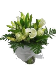 White Roses and Lillies Bouquet in Vase